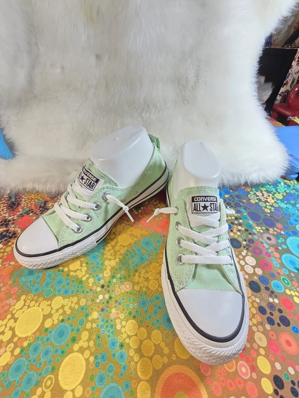 Converse All Star Women's Low Top Sneakers in Sage Green and White
